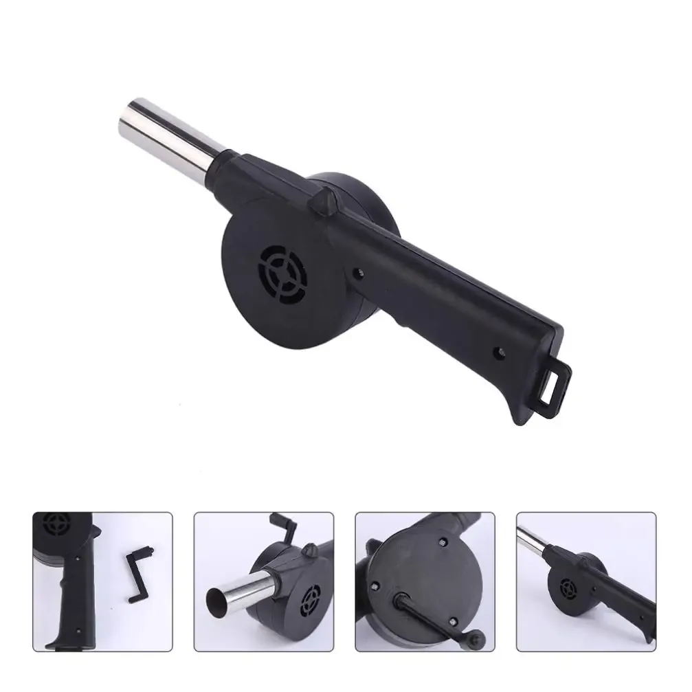 Portable Hand-Crank Air Blower Fan for BBQ Grills, Camping, Picnics - Lightweight Plastic & Metal Design for Outdoor Cooking thumbnail 3