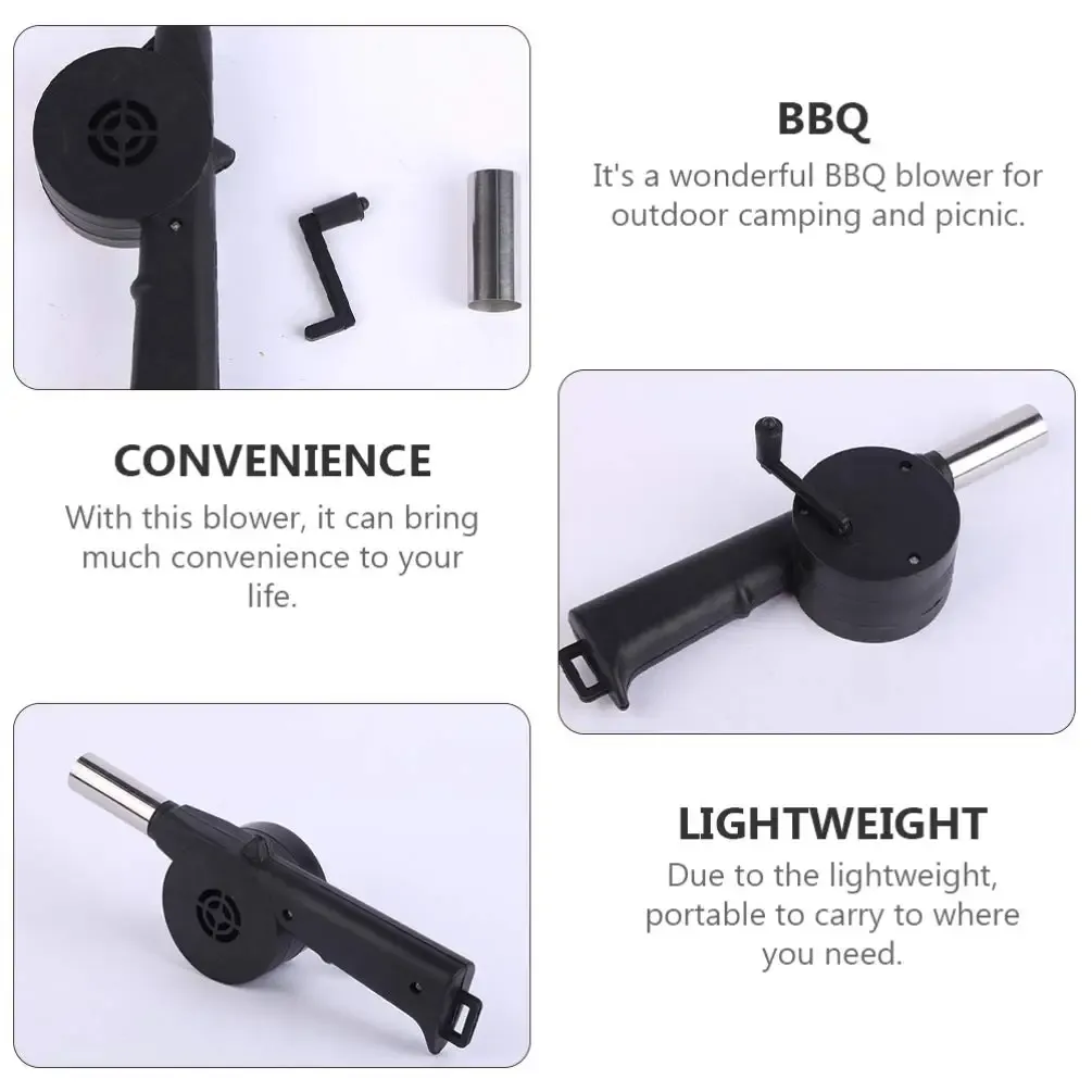 Portable Hand-Crank Air Blower Fan for BBQ Grills, Camping, Picnics - Lightweight Plastic & Metal Design for Outdoor Cooking thumbnail 6