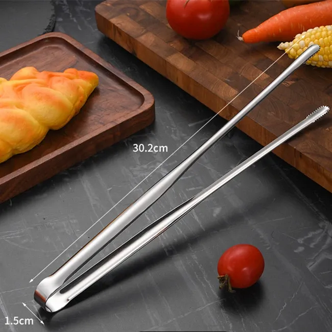 Stainless Steel BBQ Grill Tongs - Non-Slip Food Clip for Steak, Bread, Salad, and Cooking - Durable Kitchen Gadget Accessories (19/23.8/30.2cm) showcase 10