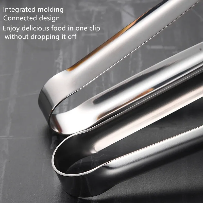 Stainless Steel BBQ Grill Tongs - Non-Slip Food Clip for Steak, Bread, Salad, and Cooking - Durable Kitchen Gadget Accessories (19/23.8/30.2cm) showcase 6