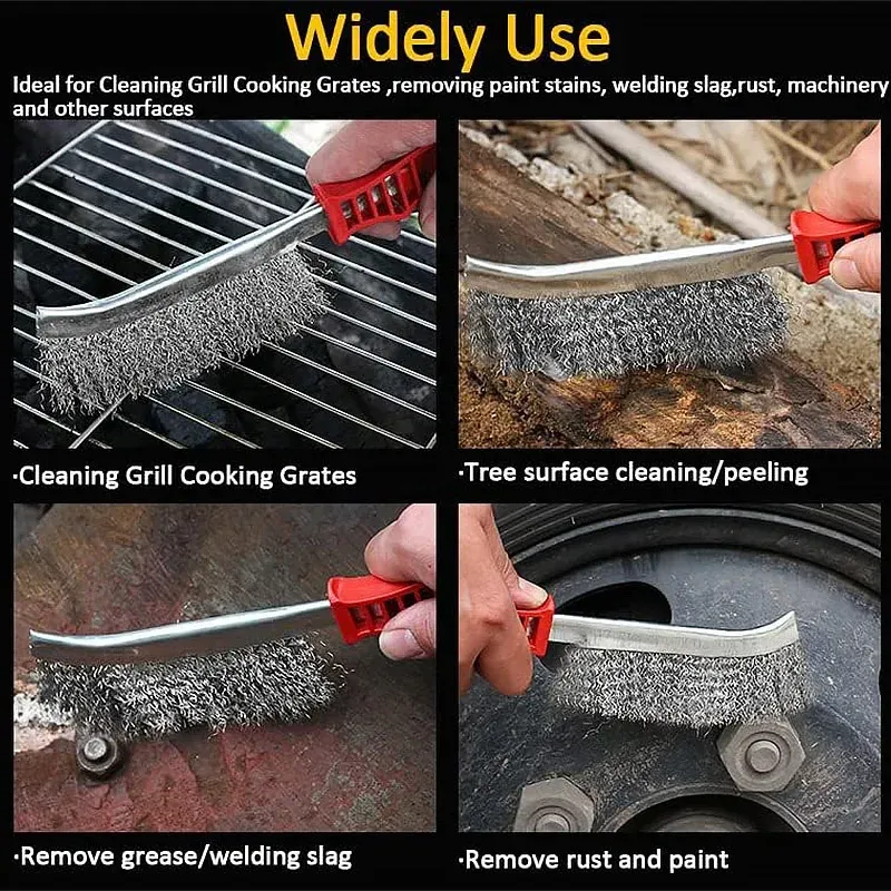Heavy Duty Steel Wire BBQ Grill Brush with Wooden Handle - Rust Removal Roller Cleaner for Barbecue Grates, Polishing Tool for Stubborn Stains showcase 6