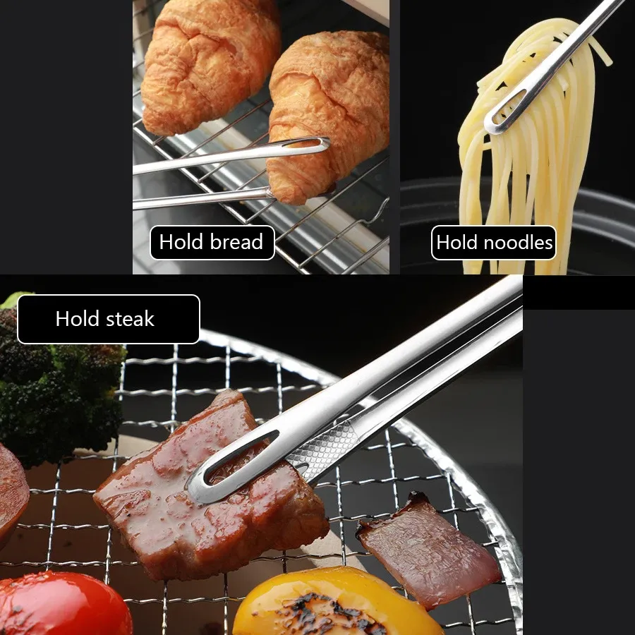 Long Stainless Steel Kitchen Tongs - Heat Resistant BBQ Grill Tongs with Non-Slip Grip for Steak, Seafood, Salad, Buffet Cooking - Durable 304 Stainless Steel Utensil showcase 5