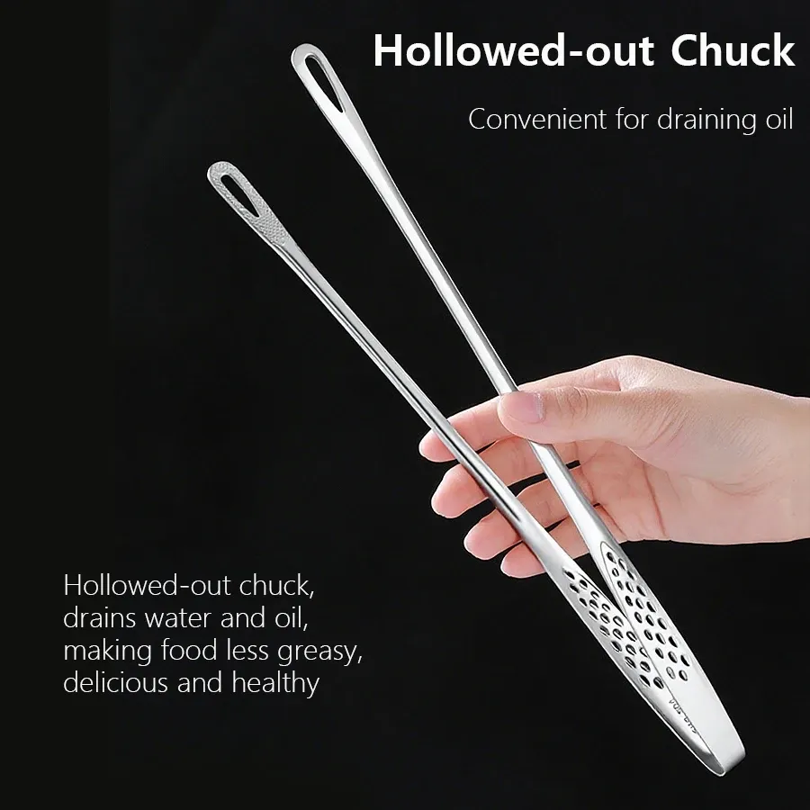 Long Stainless Steel Kitchen Tongs - Heat Resistant BBQ Grill Tongs with Non-Slip Grip for Steak, Seafood, Salad, Buffet Cooking - Durable 304 Stainless Steel Utensil showcase 4