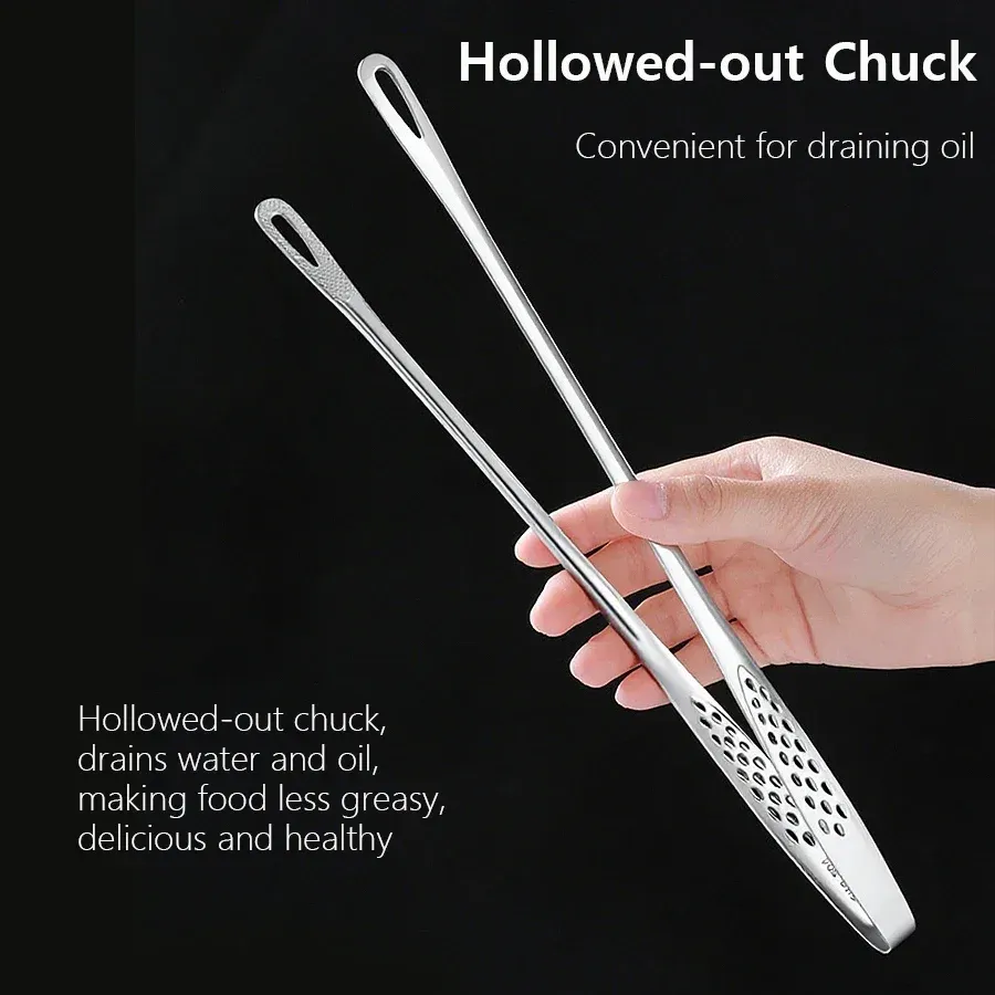 Long Stainless Steel Kitchen Tongs - Heat Resistant BBQ Grill Tongs with Non-Slip Grip for Steak, Seafood, Salad, Buffet Cooking - Durable 304 Stainless Steel Utensil thumbnail 4
