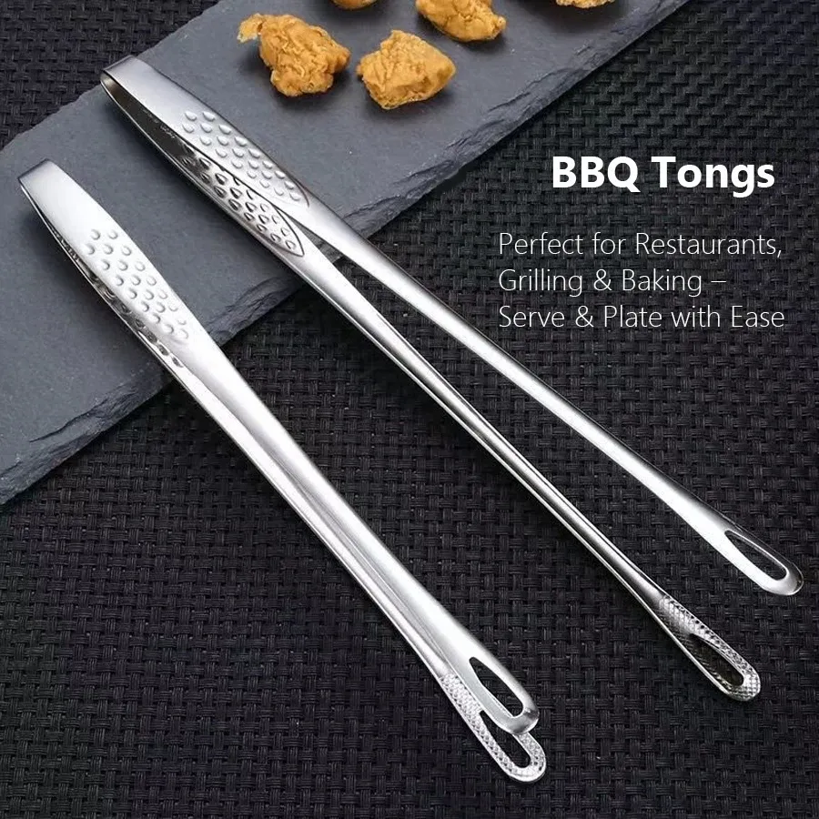 Long Stainless Steel Kitchen Tongs - Heat Resistant BBQ Grill Tongs with Non-Slip Grip for Steak, Seafood, Salad, Buffet Cooking - Durable 304 Stainless Steel Utensil showcase 2