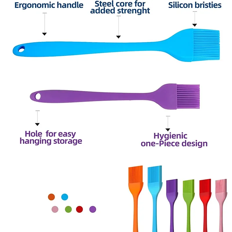 LMETJMA Silicone Basting Brush - Heat Resistant Pastry Brush for BBQ, Grilling, Baking, Cooking - Kitchen Essential for Marinades & Sauces thumbnail 2