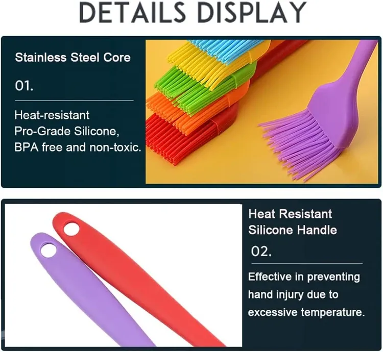 LMETJMA Silicone Basting Brush - Heat Resistant Pastry Brush for BBQ, Grilling, Baking, Cooking - Kitchen Essential for Marinades & Sauces showcase 4