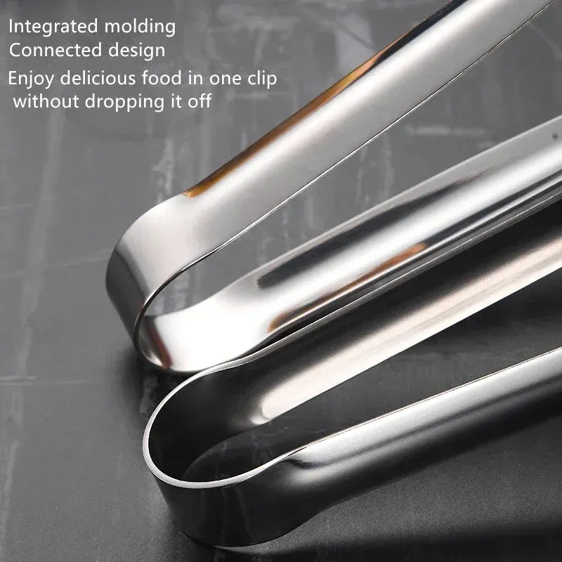 Stainless Steel BBQ Grill Tongs - Heavy Duty Food Clip for Steak, Bread, and Grilling - Non-Slip Kitchen Gadget Accessories, 7/9/12 Inch Options - Image 5