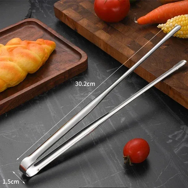 Stainless Steel BBQ Grill Tongs - Heavy Duty Food Clip for Steak, Bread, and Grilling - Non-Slip Kitchen Gadget Accessories, 7/9/12 Inch Options showcase 10