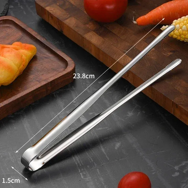 Stainless Steel BBQ Grill Tongs - Heavy Duty Food Clip for Steak, Bread, and Grilling - Non-Slip Kitchen Gadget Accessories, 7/9/12 Inch Options showcase 9