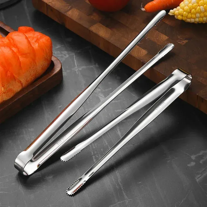 Stainless Steel BBQ Grill Tongs - Heavy Duty Food Clip for Steak, Bread, and Grilling - Non-Slip Kitchen Gadget Accessories, 7/9/12 Inch Options showcase 2