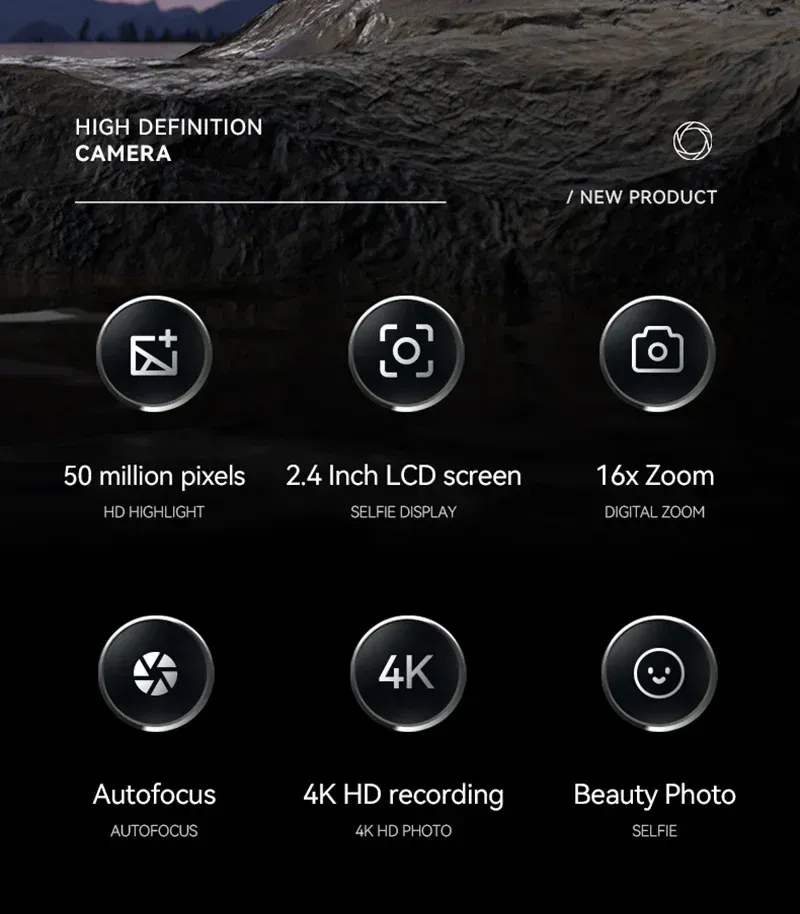50MP 4K Digital Camera with 16X Zoom, Anti-Shake Video Recorder for Students, Outdoor Photography, and Vlogging showcase 2
