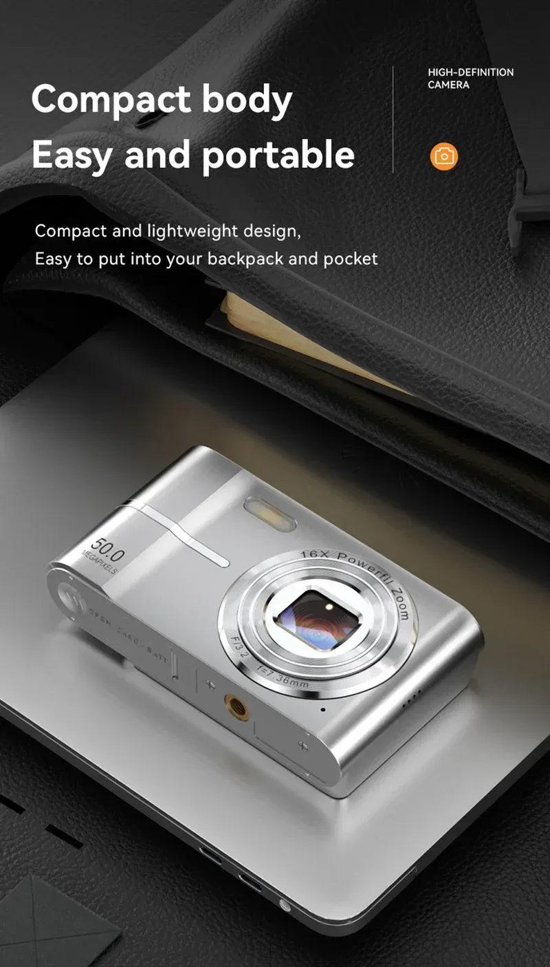 50MP 4K Digital Camera with 16X Zoom, Anti-Shake Video Recorder for Students, Outdoor Photography, and Vlogging showcase 11