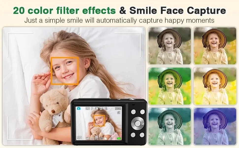 HD 1080P Digital Camera for Kids & Girls, 44MP Compact 2.4" LCD Screen, 16x Zoom, Rechargeable, Includes 32GB Card & USB Cable - Portable Digit Camera showcase 7