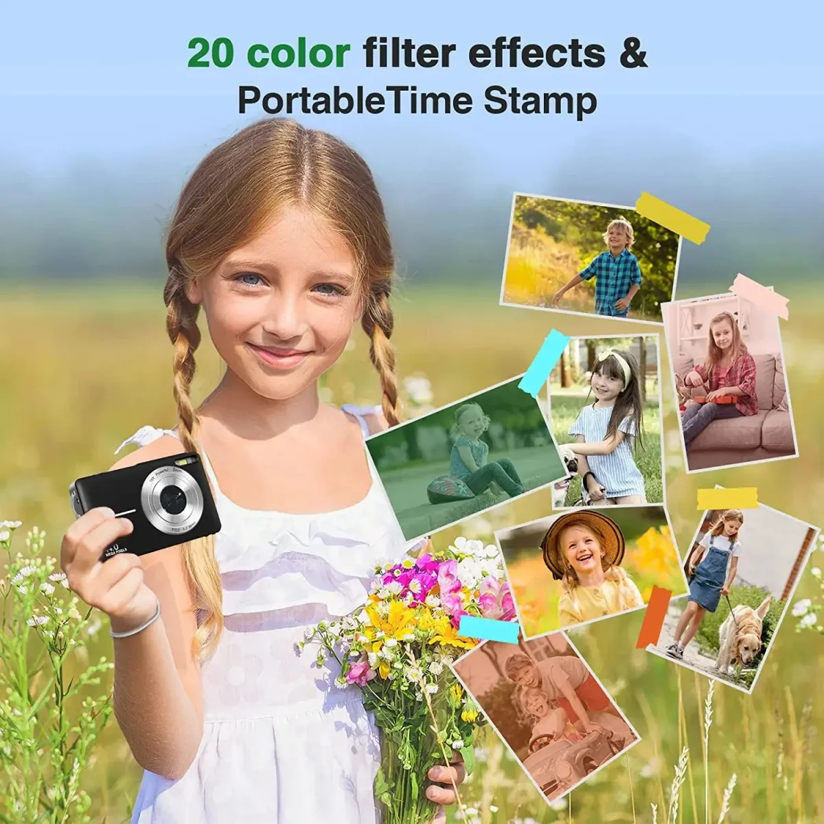 HD 1080P Digital Camera for Kids & Girls, 44MP Compact 2.4" LCD Screen, 16x Zoom, Rechargeable, Includes 32GB Card & USB Cable - Portable Digit Camera showcase 11