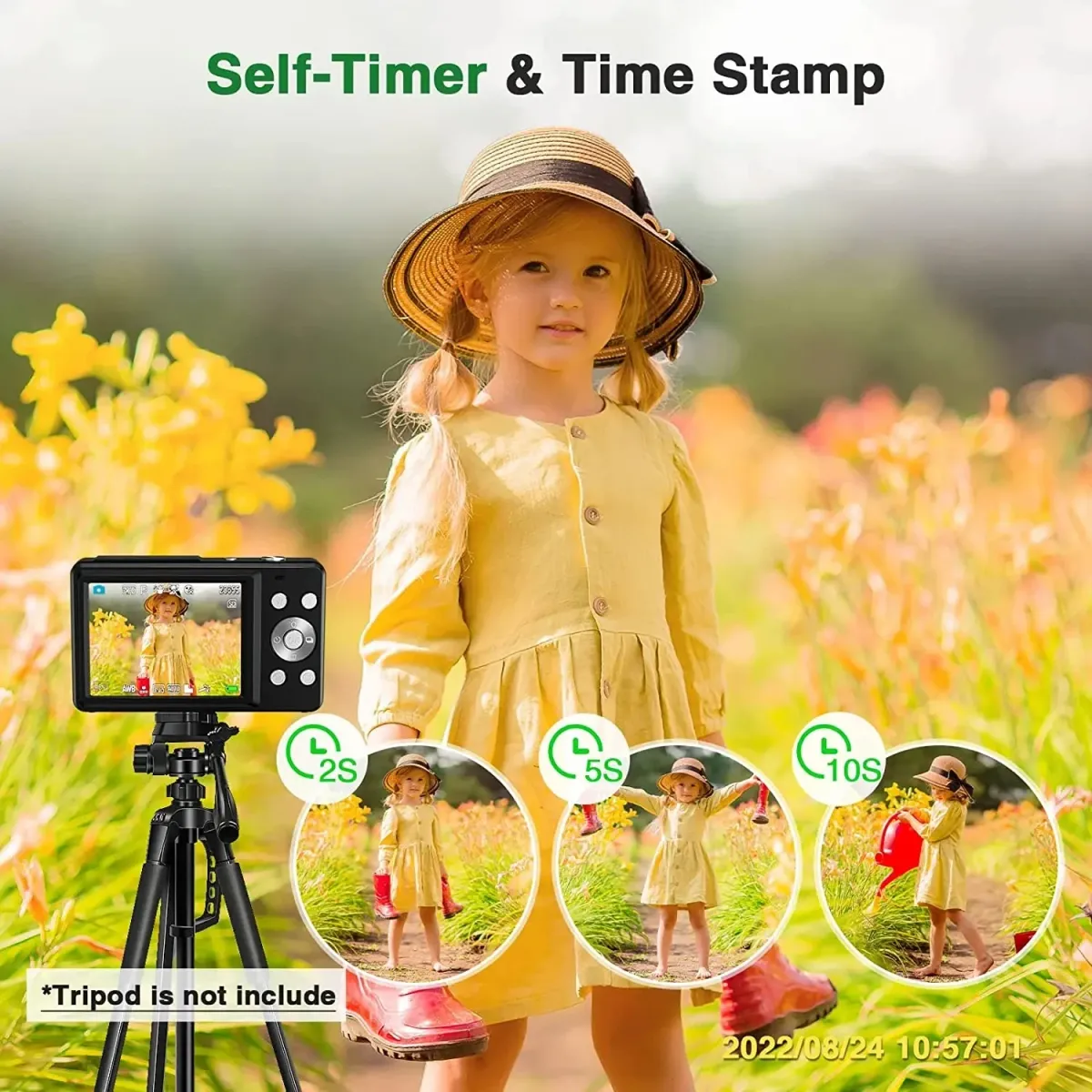 HD 1080P Digital Camera for Kids & Girls, 44MP Compact 2.4" LCD Screen, 16x Zoom, Rechargeable, Includes 32GB Card & USB Cable - Portable Digit Camera showcase 10
