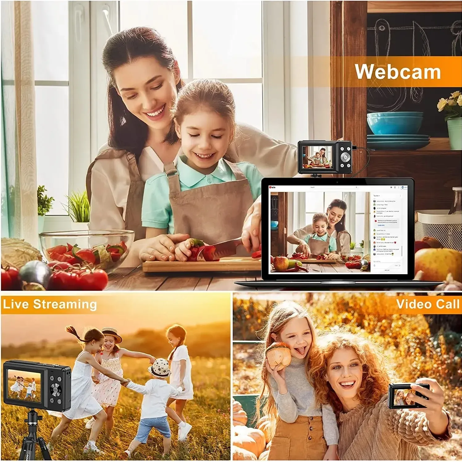HD 1080P Digital Camera for Kids & Girls, 44MP Compact 2.4" LCD Screen, 16x Zoom, Rechargeable, Includes 32GB Card & USB Cable - Portable Digit Camera thumbnail 5