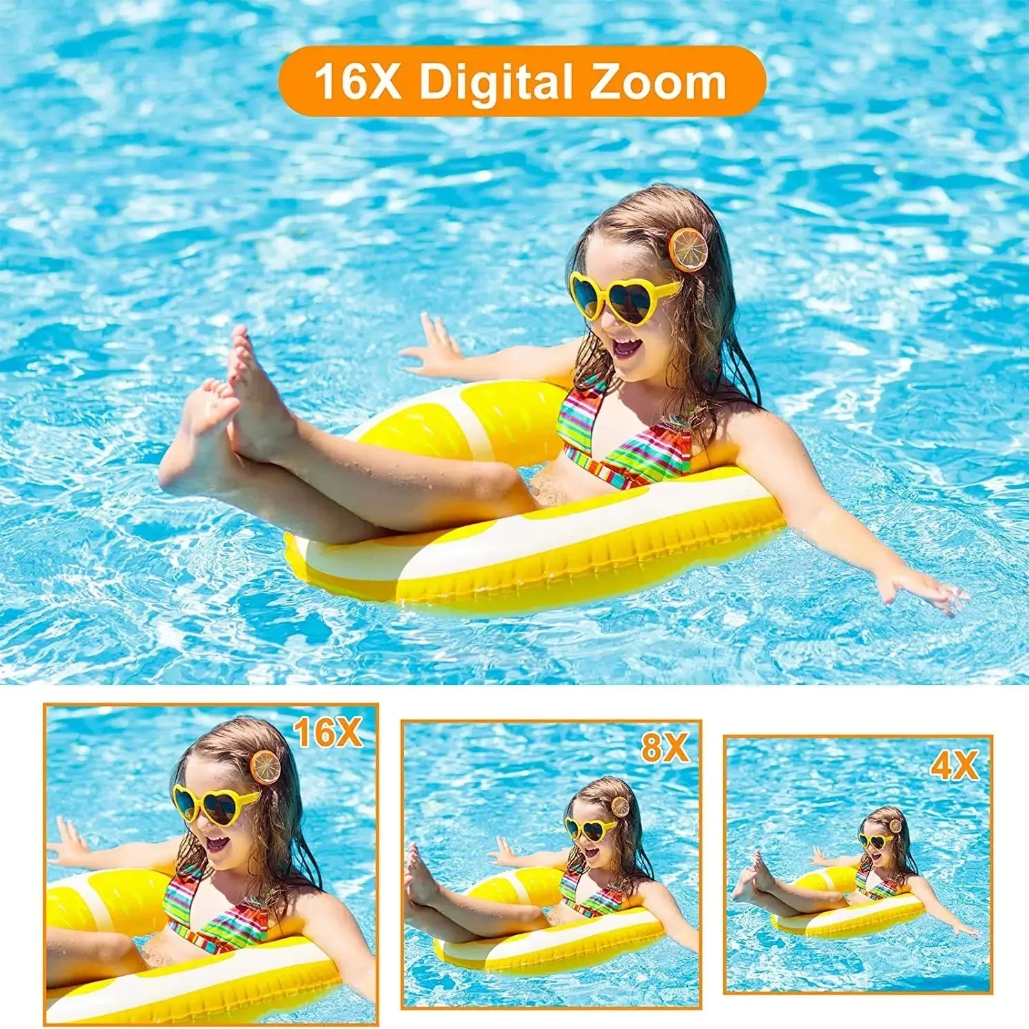 HD 1080P Digital Camera for Kids & Girls, 44MP Compact 2.4" LCD Screen, 16x Zoom, Rechargeable, Includes 32GB Card & USB Cable - Portable Digit Camera thumbnail 3