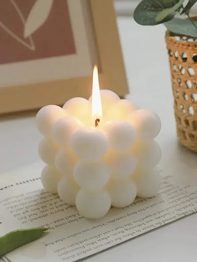 Creative Ball-Shaped Soy Wax Aromatherapy Candle - Handmade Magic Cube Design, English Pear & Freesia Scent, Unique Wedding Favor Gift, Decorative Home Accent thumbnail 1