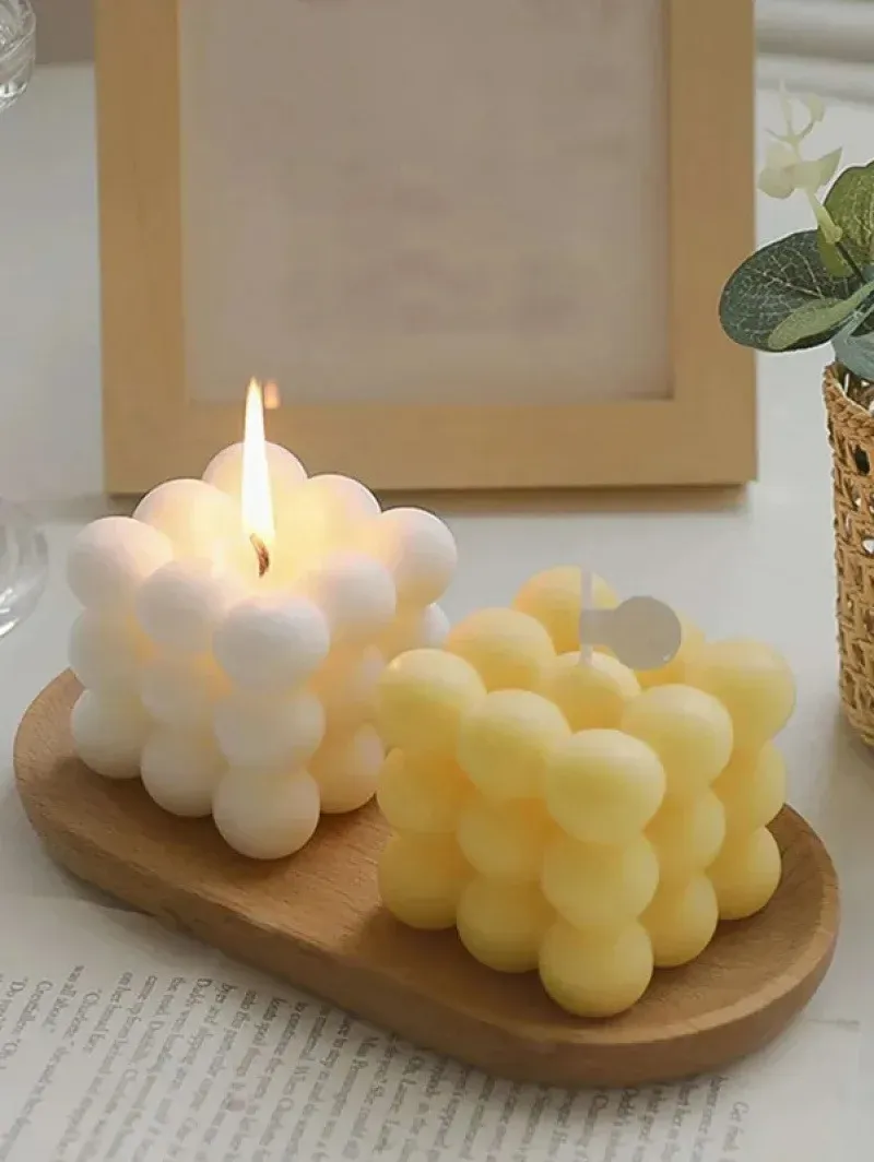 Creative Ball-Shaped Soy Wax Aromatherapy Candle - Handmade Magic Cube Design, English Pear & Freesia Scent, Unique Wedding Favor Gift, Decorative Home Accent thumbnail 4