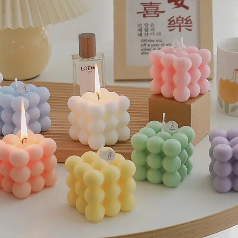 Creative Ball-Shaped Soy Wax Aromatherapy Candle - Handmade Magic Cube Design, English Pear & Freesia Scent, Unique Wedding Favor Gift, Decorative Home Accent thumbnail 6