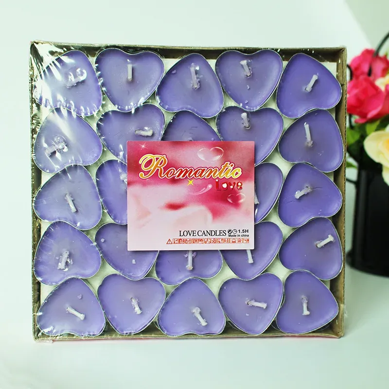 50pcs Heart-Shaped Tea Light Candles - Smokeless Paraffin Wax for Romantic Ambiance, Birthdays, Anniversaries, Weddings, and DIY Decor showcase 5