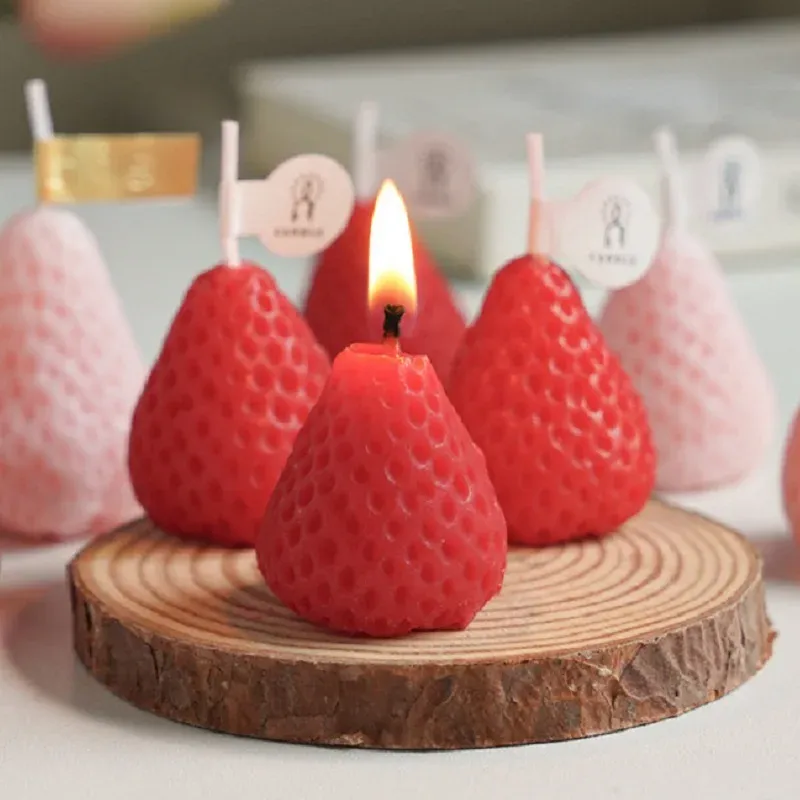 Handmade Strawberry Scented Candles Gift Box Set - Realistic Fruit Aromatherapy Mini Candles for Home Decor & Gifts thumbnail 2