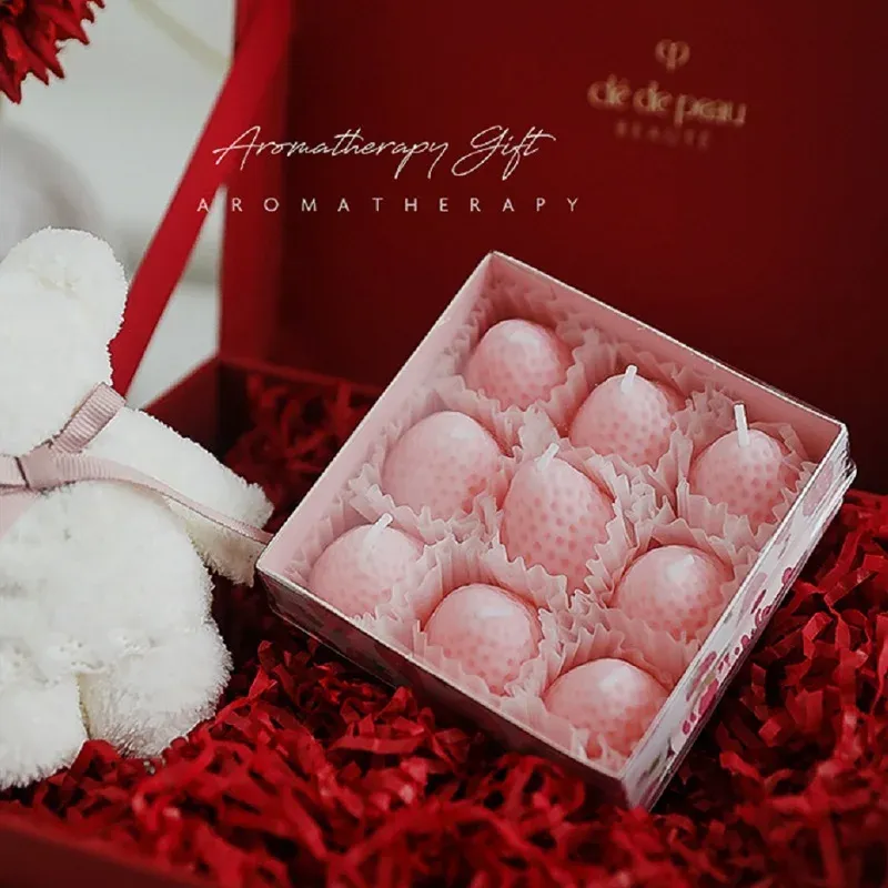 Handmade Strawberry Scented Candles Gift Box Set - Realistic Fruit Aromatherapy Mini Candles for Home Decor & Gifts showcase 7