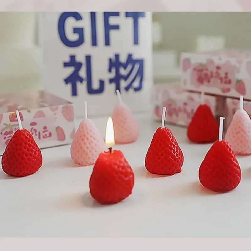 Handmade Strawberry Scented Candles Gift Box Set - Realistic Fruit Aromatherapy Mini Candles for Home Decor & Gifts showcase 11