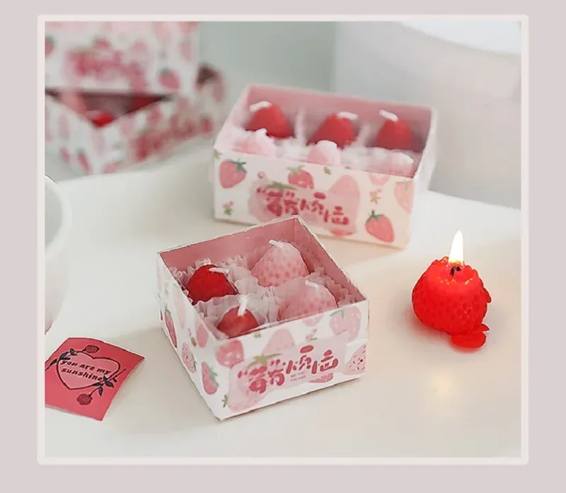 Handmade Strawberry Scented Candles Gift Box Set - Realistic Fruit Aromatherapy Mini Candles for Home Decor & Gifts showcase 8
