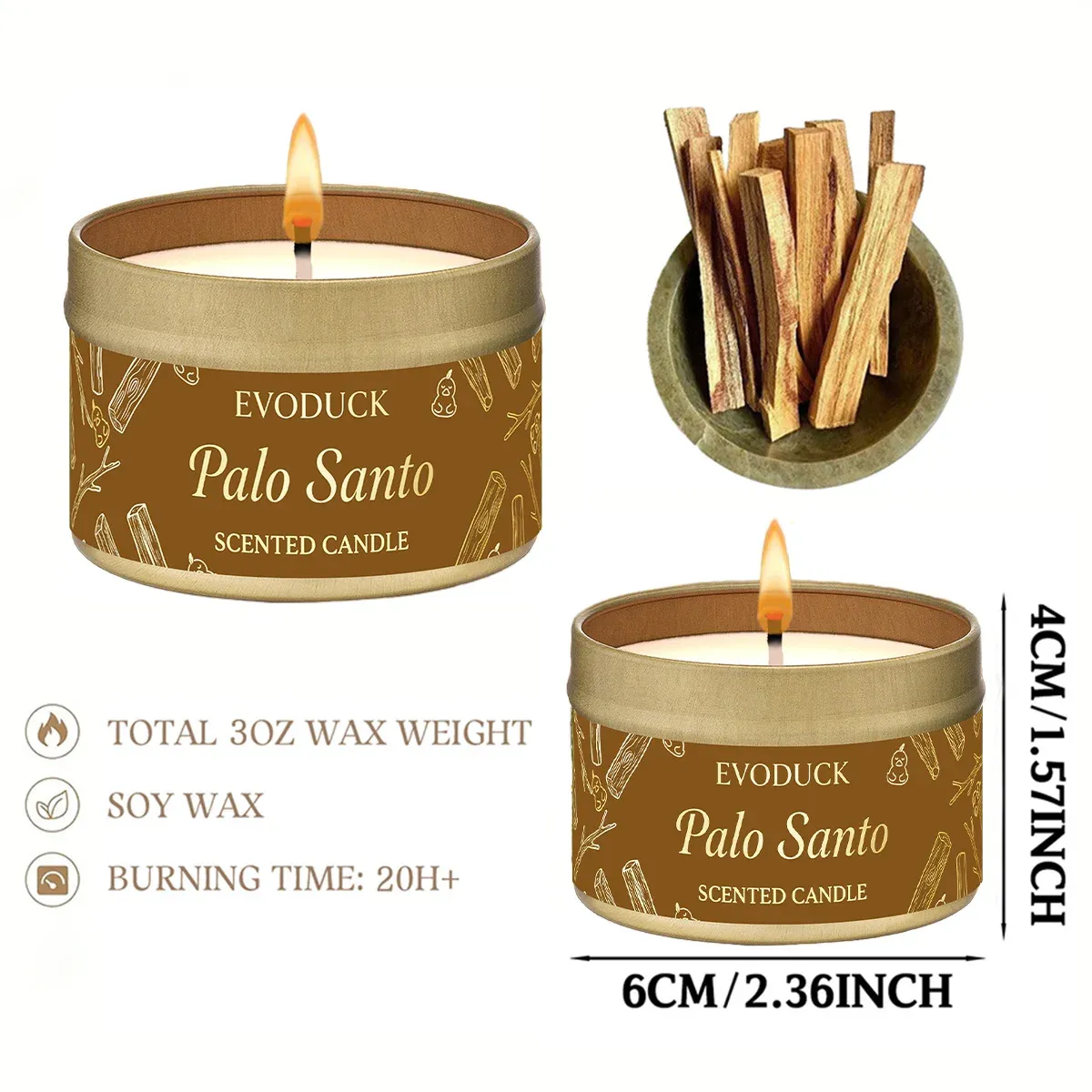 Premium Palo Santo Scented Candle for Home Meditation & Energy Cleansing, Natural Wood Aroma, Perfect Winter Gift for Women thumbnail 3
