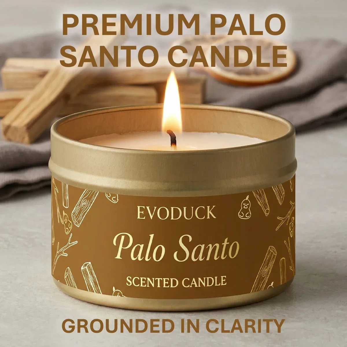 Premium Palo Santo Scented Candle for Home Meditation & Energy Cleansing, Natural Wood Aroma, Perfect Winter Gift for Women showcase 1