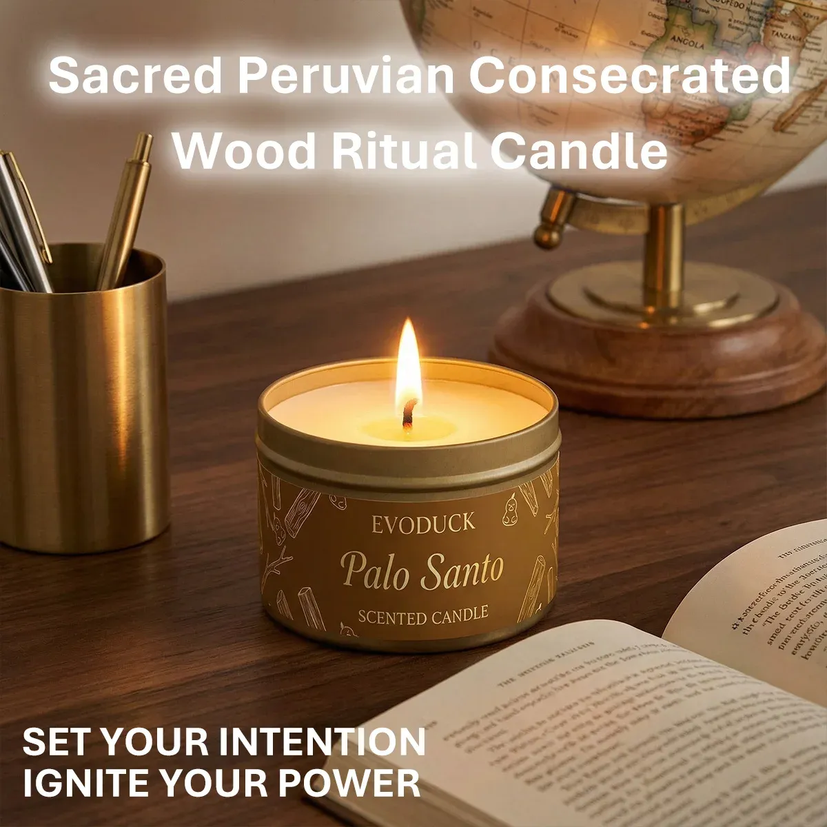 Premium Palo Santo Scented Candle for Home Meditation & Energy Cleansing, Natural Wood Aroma, Perfect Winter Gift for Women showcase 6