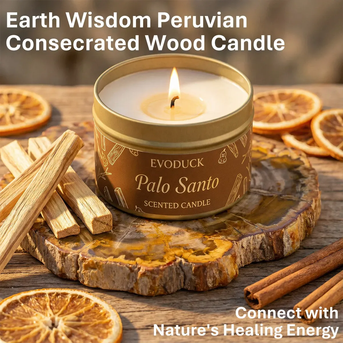 Premium Palo Santo Scented Candle for Home Meditation & Energy Cleansing, Natural Wood Aroma, Perfect Winter Gift for Women thumbnail 4
