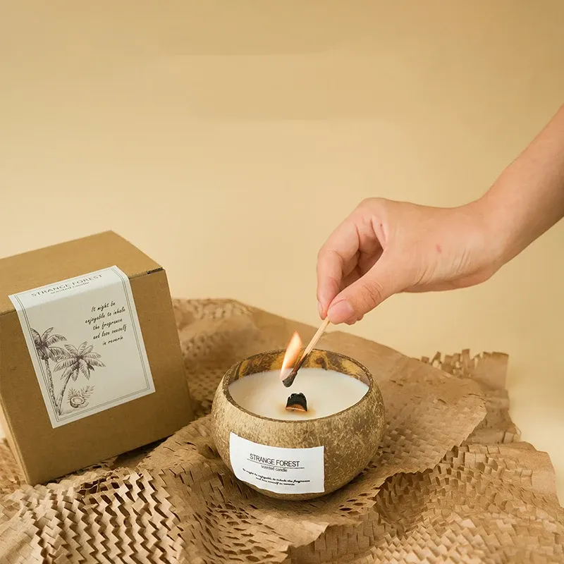 Natural Coconut Shell Aromatherapy Candle with Essential Oil Fragrance - Premium Plant Wax for Home Ambiance and Relaxation showcase 11