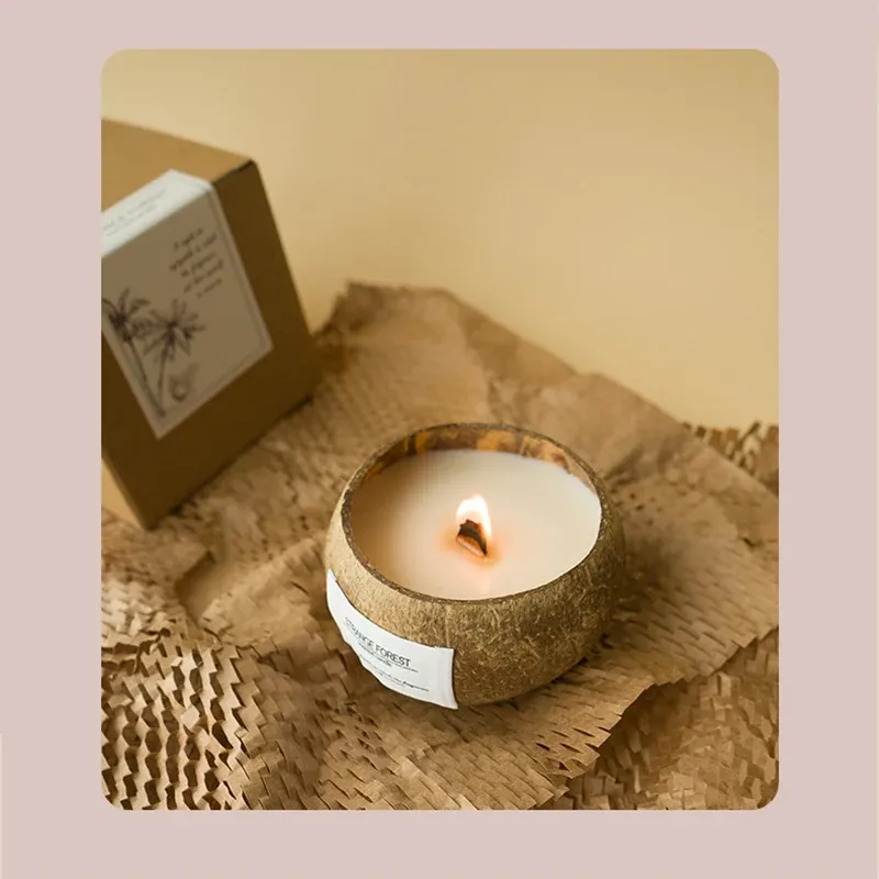 Natural Coconut Shell Aromatherapy Candle with Essential Oil Fragrance - Premium Plant Wax for Home Ambiance and Relaxation thumbnail 4
