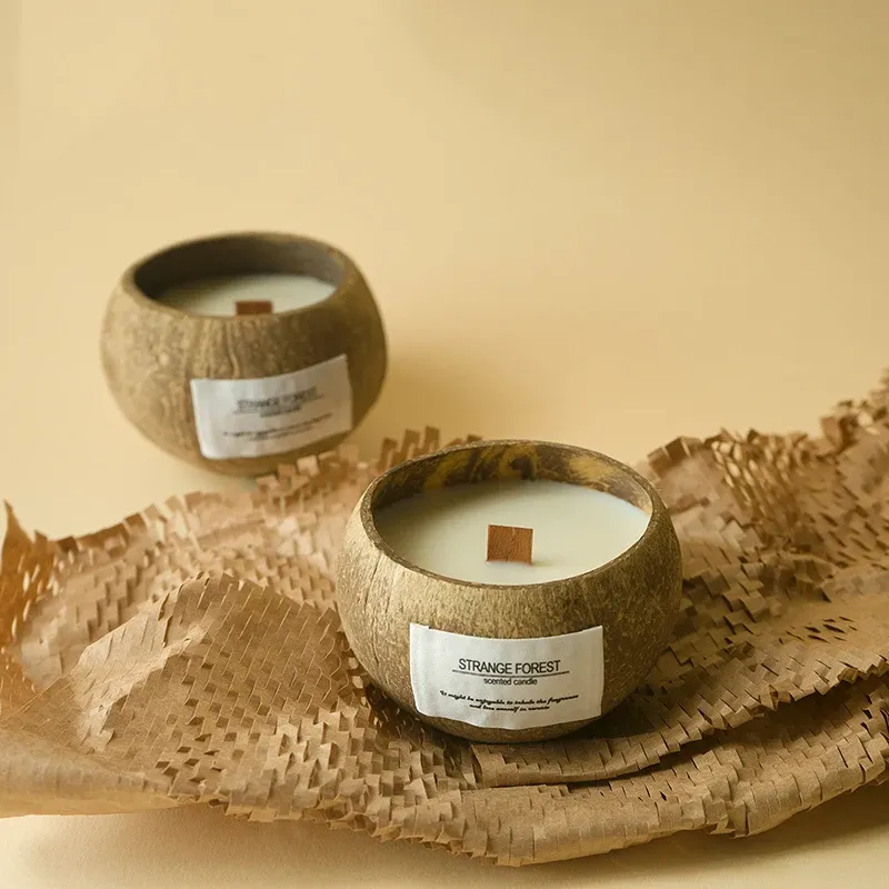 Natural Coconut Shell Aromatherapy Candle with Essential Oil Fragrance - Premium Plant Wax for Home Ambiance and Relaxation thumbnail 1
