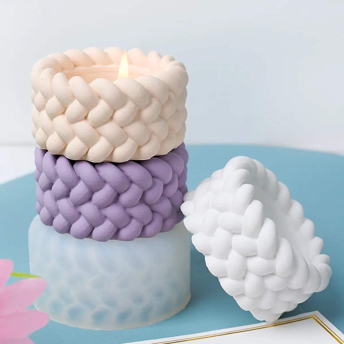 Round Hemp Rope Silicone Mold for Scented Candles, Woven Bowl Resin Molds, DIY Plaster Craft Storage Box, Creative Home Decor for Living Room & Office showcase 6