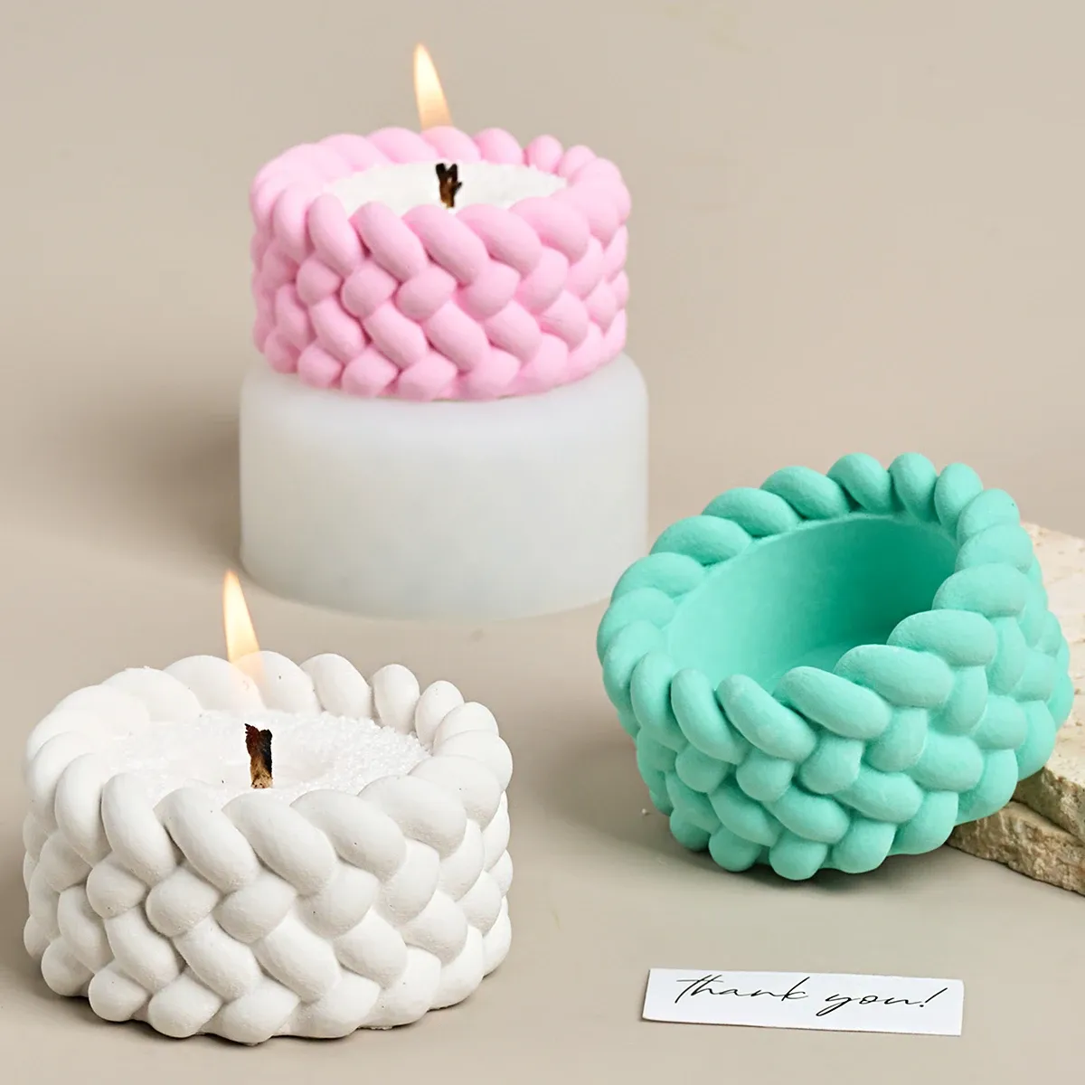 Round Hemp Rope Silicone Mold for Scented Candles, Woven Bowl Resin Molds, DIY Plaster Craft Storage Box, Creative Home Decor for Living Room & Office thumbnail 1