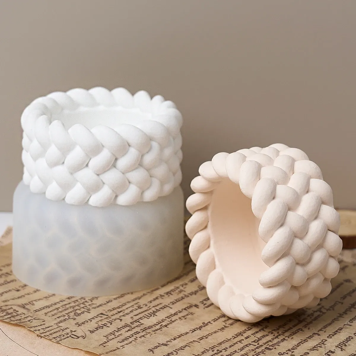 Round Hemp Rope Silicone Mold for Scented Candles, Woven Bowl Resin Molds, DIY Plaster Craft Storage Box, Creative Home Decor for Living Room & Office showcase 4