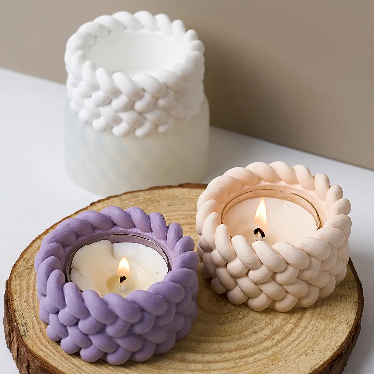 Round Hemp Rope Silicone Mold for Scented Candles, Woven Bowl Resin Molds, DIY Plaster Craft Storage Box, Creative Home Decor for Living Room & Office showcase 5
