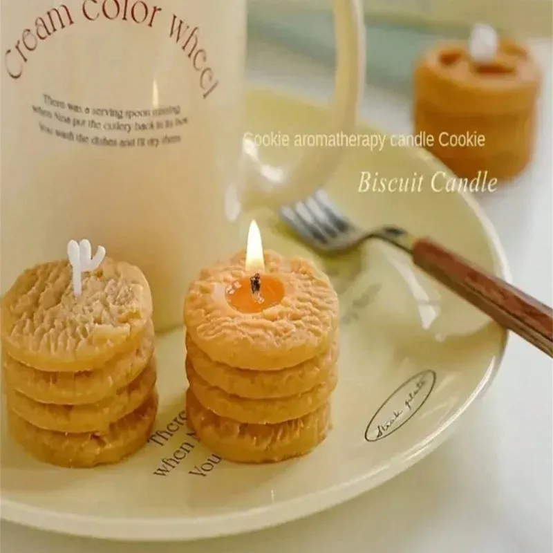 Creative Cookie Shaped Scented Candles Gift Set - Coffee & Milk Aroma, Natural Soy Wax, Long Burning Time, Perfect Holiday & Birthday Present for Women, Family, Friends thumbnail 3