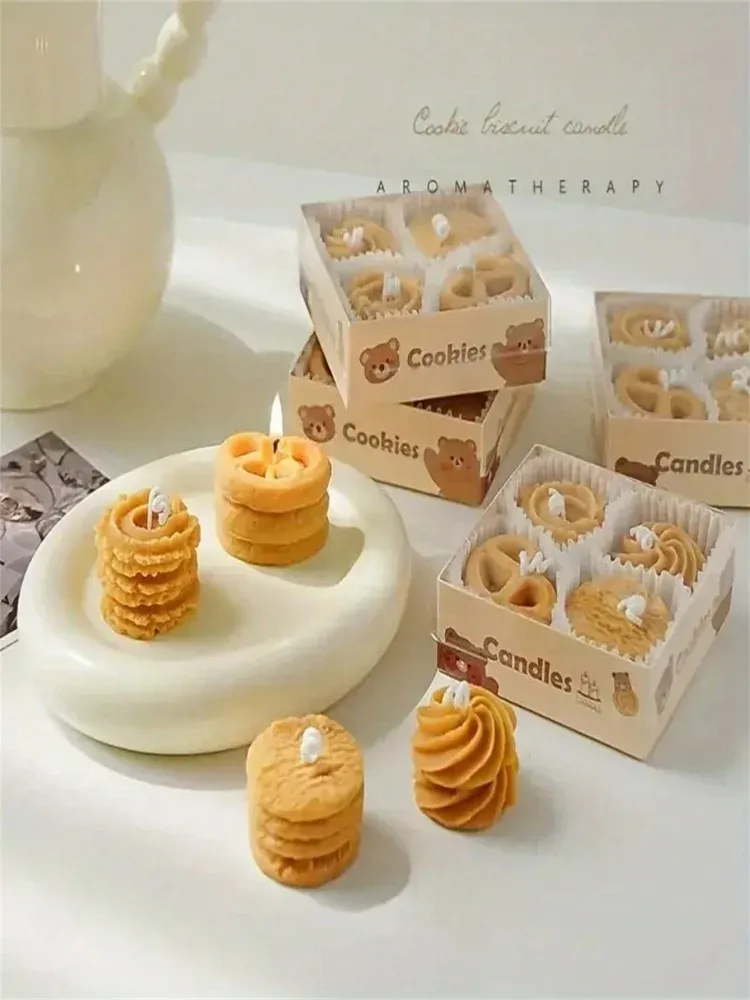 Creative Cookie Shaped Scented Candles Gift Set - Coffee & Milk Aroma, Natural Soy Wax, Long Burning Time, Perfect Holiday & Birthday Present for Women, Family, Friends showcase 1