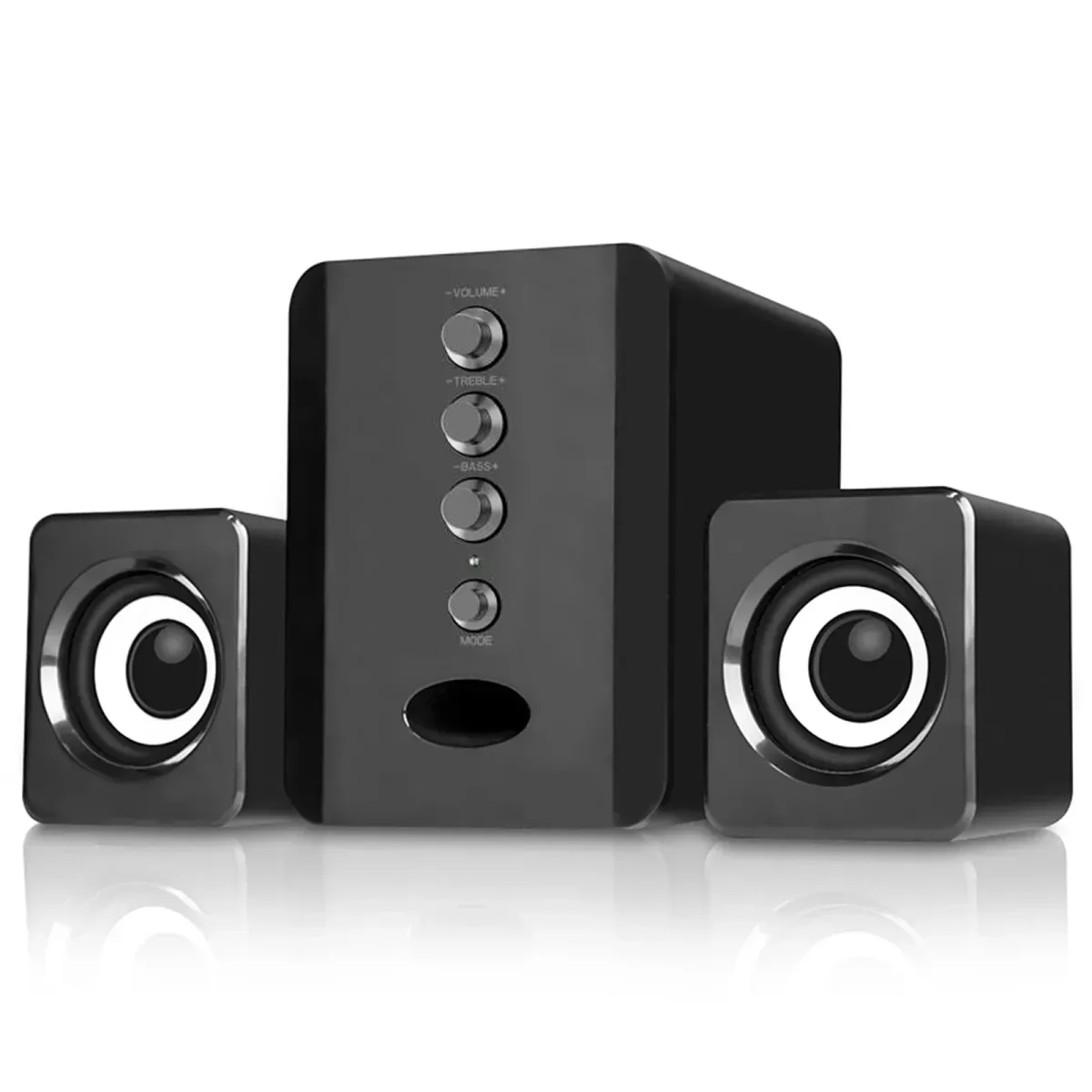 XIKCU D-202 3W 2.1 Channel Stereo PC Speaker Set with Subwoofer, USB Powered Soundbar for Laptop, Desktop, TV, Phone - Black showcase 6