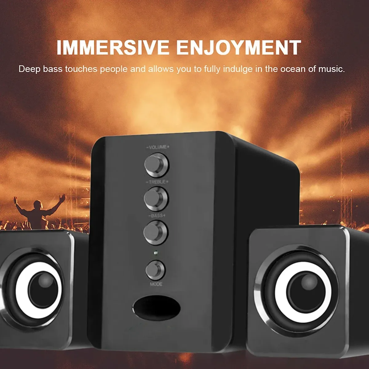 XIKCU D-202 3W 2.1 Channel Stereo PC Speaker Set with Subwoofer, USB Powered Soundbar for Laptop, Desktop, TV, Phone - Black showcase 8