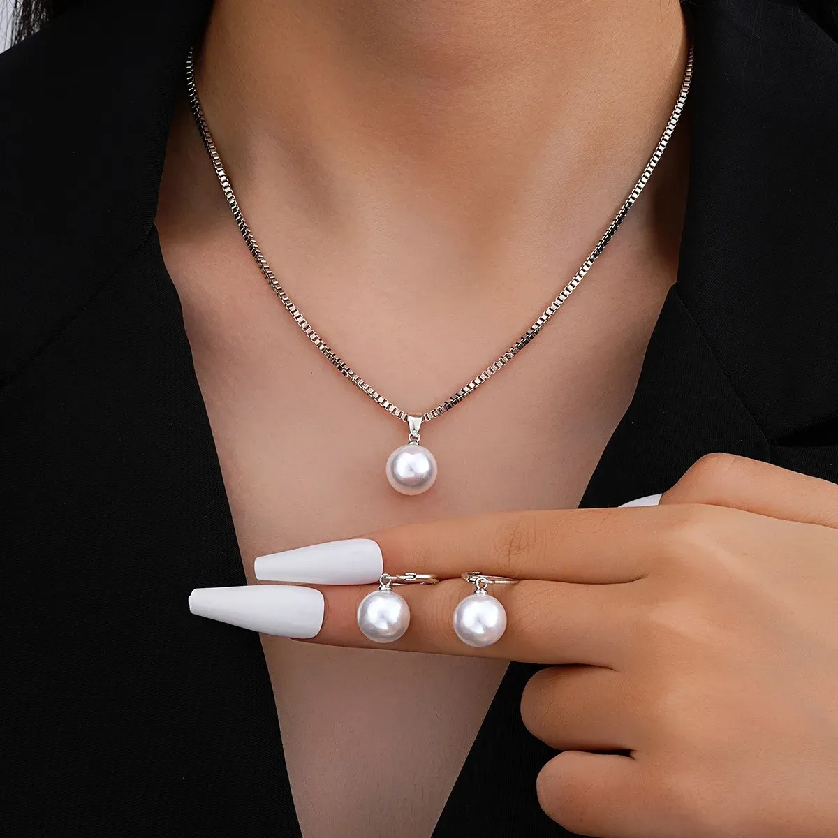 Elegant Pearl Dangle Earrings & Pendant Necklace Set for Women - Simple Dainty Jewelry for Daily Wear, Parties & Special Occasions showcase 14