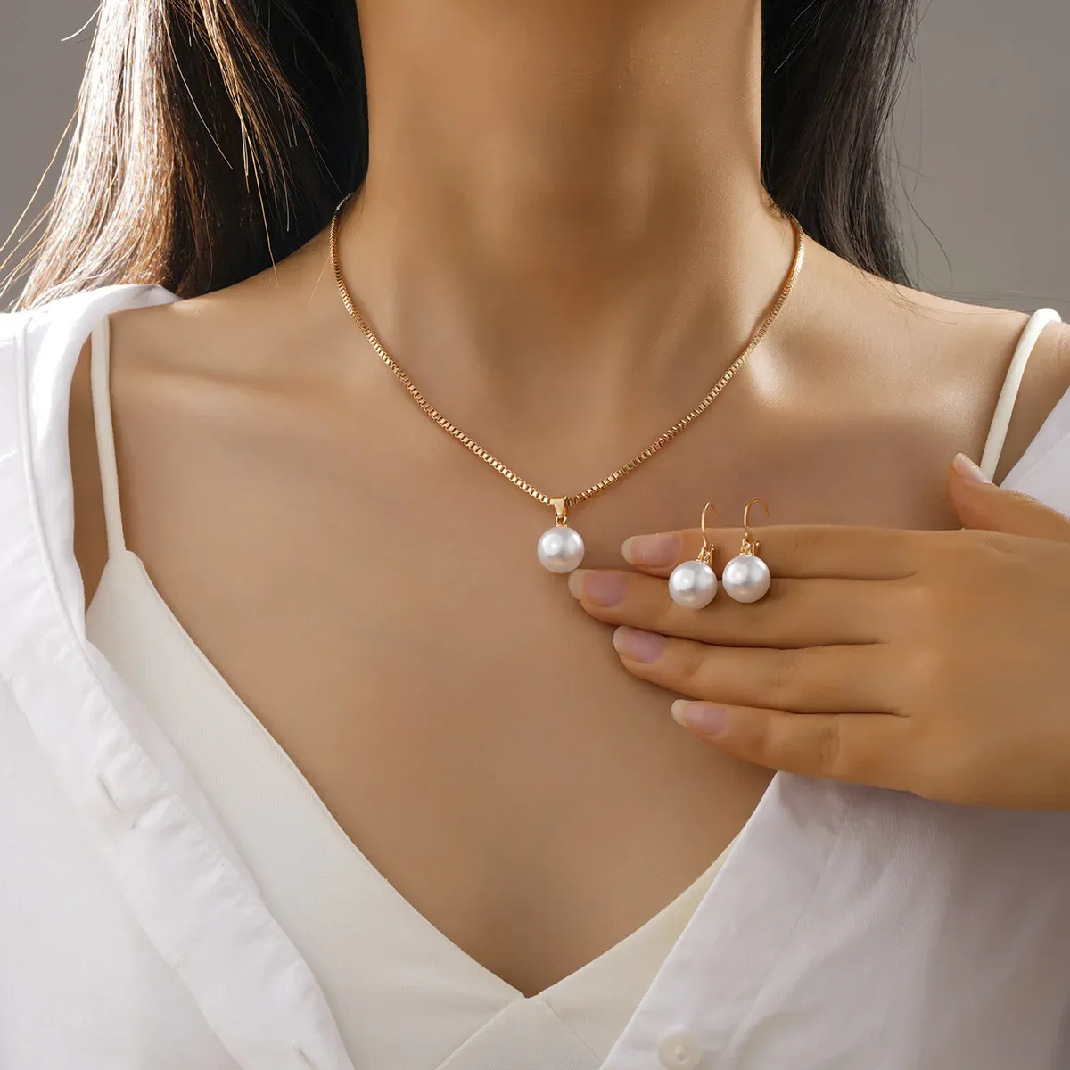 Elegant Pearl Dangle Earrings & Pendant Necklace Set for Women - Simple Dainty Jewelry for Daily Wear, Parties & Special Occasions showcase 13