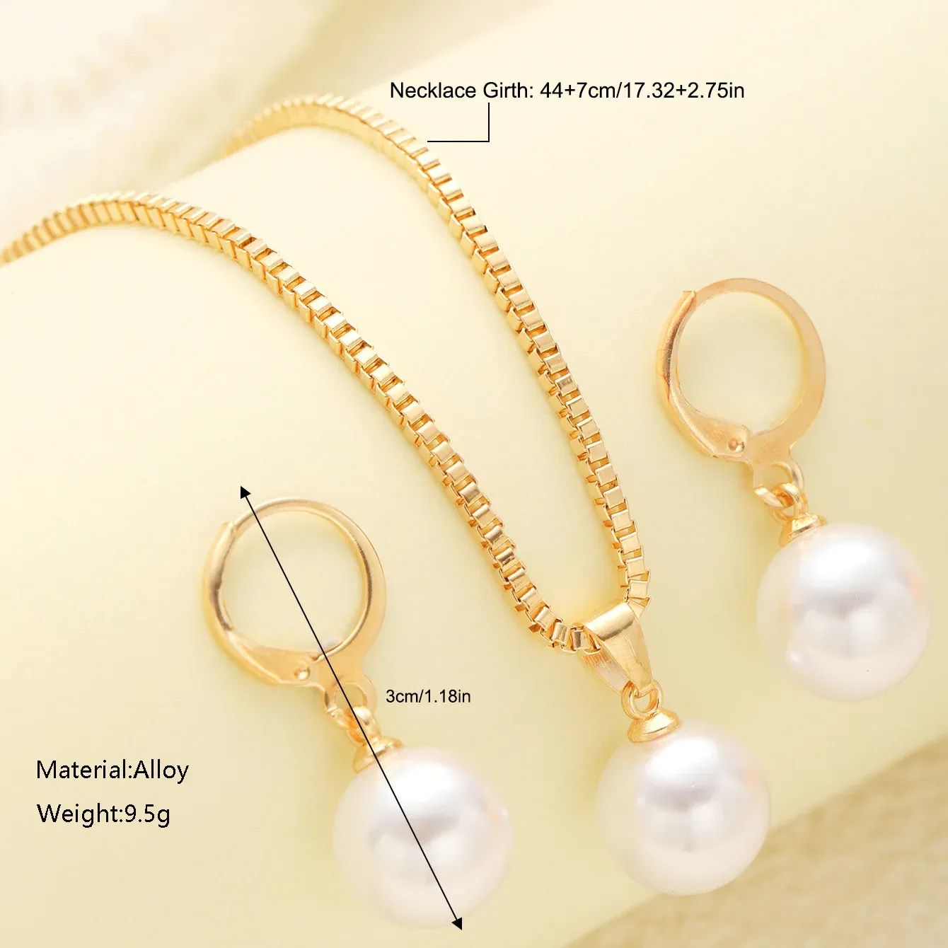 Elegant Pearl Dangle Earrings & Pendant Necklace Set for Women - Simple Dainty Jewelry for Daily Wear, Parties & Special Occasions thumbnail 2