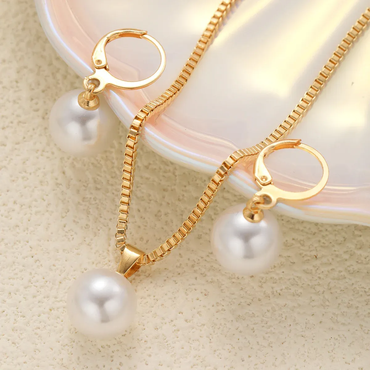 Elegant Pearl Dangle Earrings & Pendant Necklace Set for Women - Simple Dainty Jewelry for Daily Wear, Parties & Special Occasions showcase 6