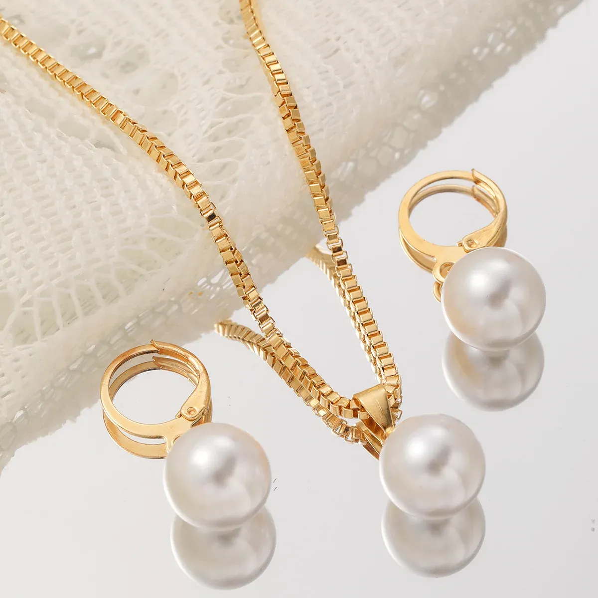 Elegant Pearl Dangle Earrings & Pendant Necklace Set for Women - Simple Dainty Jewelry for Daily Wear, Parties & Special Occasions showcase 8